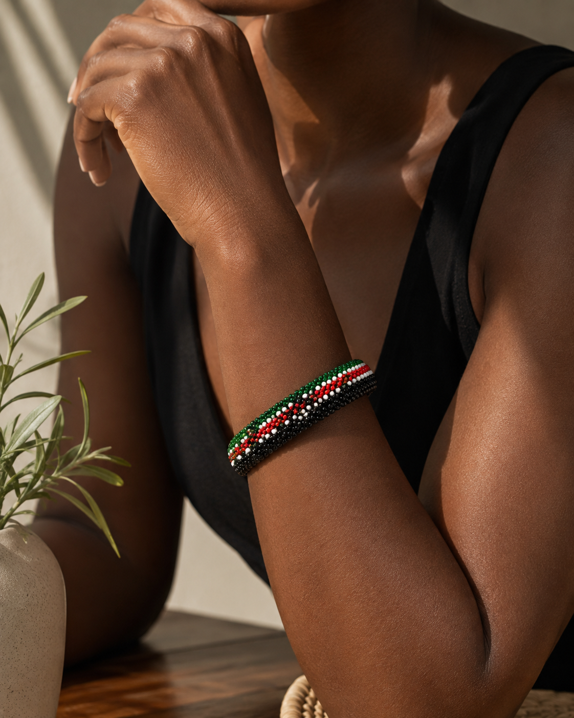 Naropili Kenyan flag beaded bracelet lifestyle photo
